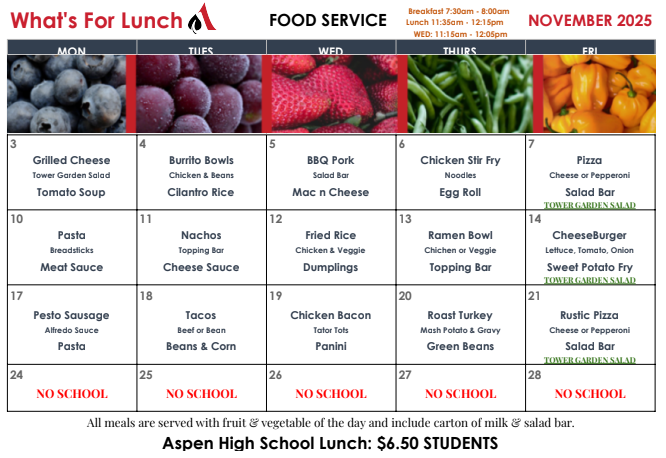 AHS Lunch Menu